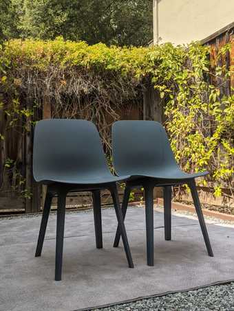 PAIR OF IKEA ODGER BLUE CHAIRS 2