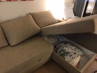 FRIHETEN Sleeper sectional,3 seat w/storage, beige 3
