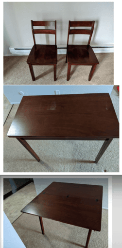 Expandable study table with 2 chairs 1