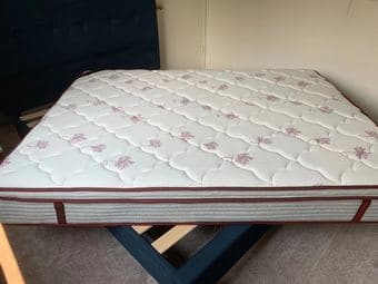 queen size bed + mattress + ikea mattress topper 2