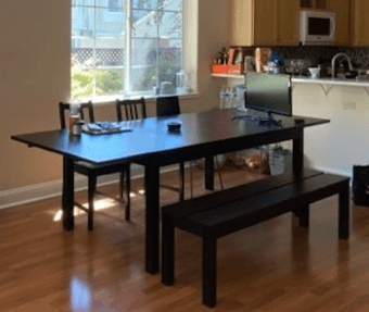 Extendable dining table with bench 1