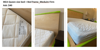 Queen size bed + Mattress 1