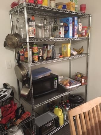 Metal Shelves with Wheels and S-hooks 1
