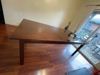 Large solid wood dining table w/ extension, curb delivery! $50 OBO 2