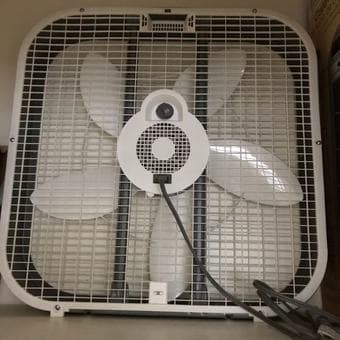 Garment rack, picnic blanket, fan 1