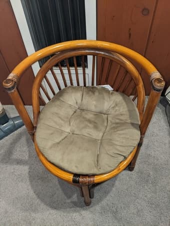 Dining Table (Glass/Rattan) with Two Rattan Chairs w/Cushions 2