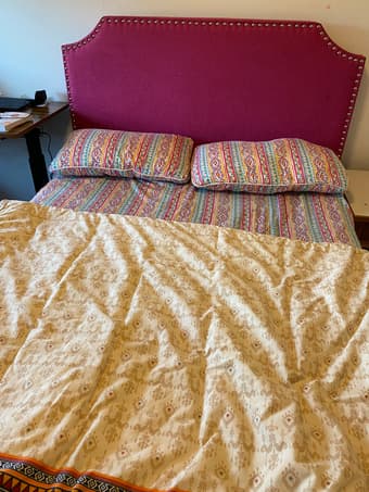 Double Bed frame + spring + mattress + protector 1