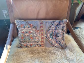 Embroidered throw pillow 3