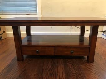 Solid Wood Coffee Table with 2 Drawers 1