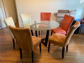 glass dining table + 6 chairs 1