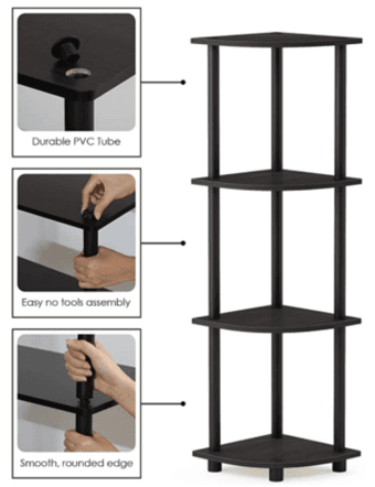 Beautiful corner shelf: 4-tier, black/espresso 2