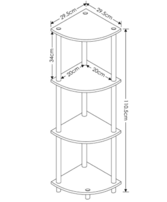 Beautiful corner shelf: 4-tier, black/espresso 3