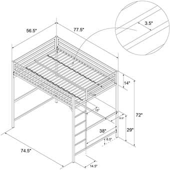 MOVING: Metal Full Loft Bed Frame with Desk, Black, Space Saving 3