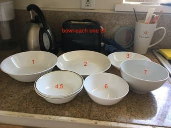 bowl, dish, water bottle, lamp 1