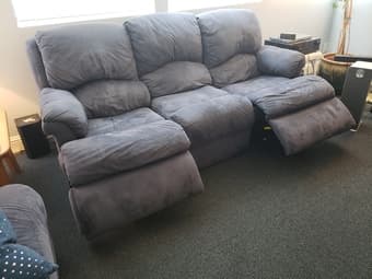 Overstuffed electric recliner couch and love-seat 2