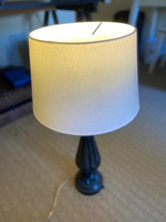 Table lamp with cream shade and a bulb 1