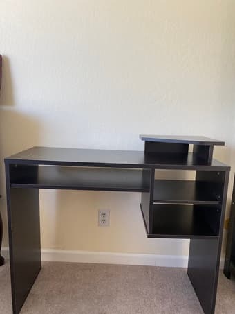 Desk with Built-in Monitor Stand and Shelves 1