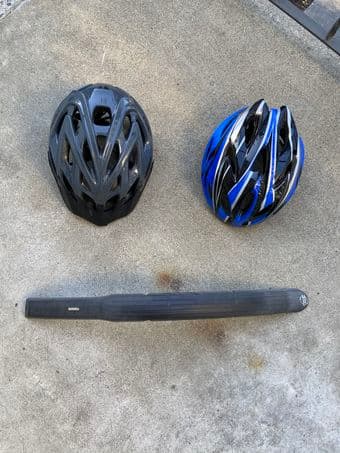 Two Bicycle Helmets + Fender for Sale - Sold as a package 1