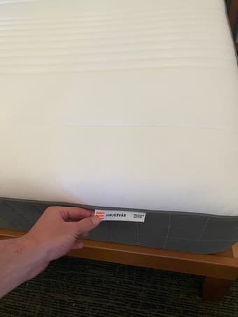 Wood bed frame + IKEA haugsvar mattress (full size) 2