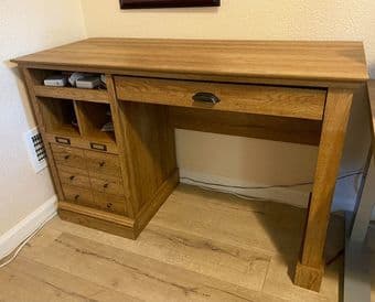 [Like New] Study Desk: SAUDER Barrister Collection Desk in Scribed Oak 1