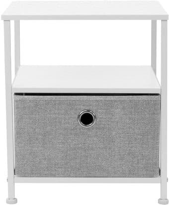 White and Grey One-Drawer Nightstand 2