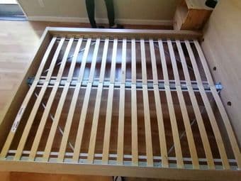 Queen bed frame + 2 night tables + 2 lamps+ painting + Queen Mattress 2