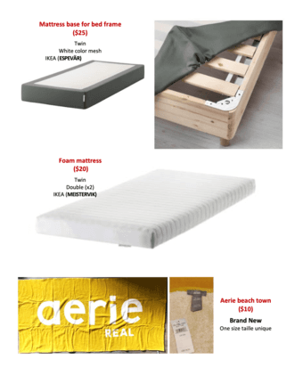 Bed mattress frame.Mattress.Beach towel 1