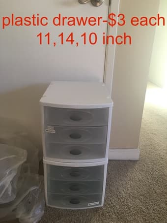 coffee table, plastic drawer, light 2