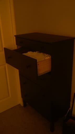 Dark Wood Stained IKEA 5-drawer "Tarva" Pine Dresser 3
