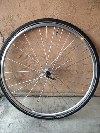 Bike front wheel with tire and inflated tube 1