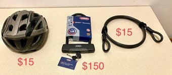 Abus level 12 bike lock, helmet and cable lock 1