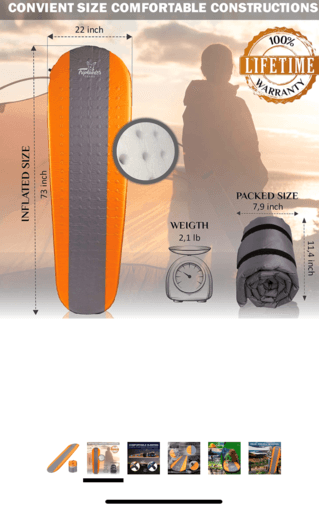 NEVER USED self inflating sleeping pad for camping backpacking - 1