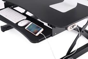 Sit-to-stand desk converter with electric lift mechanism 2