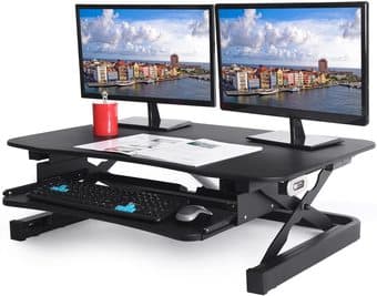 Sit-to-stand desk converter with electric lift mechanism 3