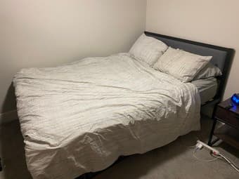 Queen Pillowtop Mattress ($100) and Bedframe ($100) - $150 Combined 1
