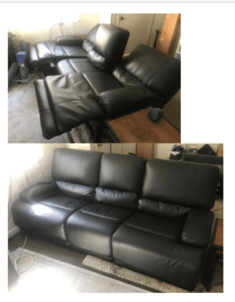 Faux Leather Reclining Couch, Great Condition 1