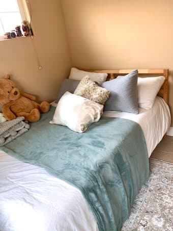 Full-sized bed frame + mattress 1