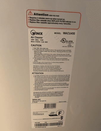 Winix WACU450 Air Purifier cleaner 2