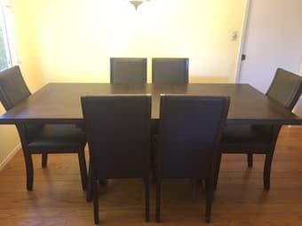 7 Piece Contemporary Expresso Expandable Dining Set Table + 6 Chair 2