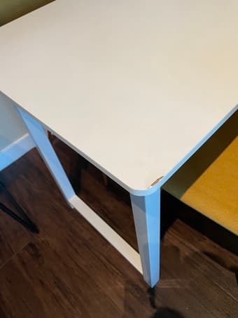 Sleek white study/work desk - metal frame and wooden top 2