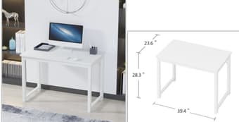Sleek white study/work desk - metal frame and wooden top 3