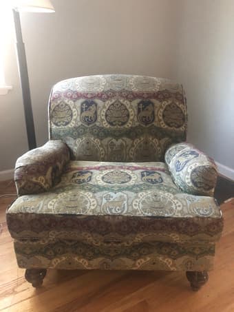Twin comfortable medieval style revival armchairs 3