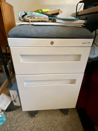 Rolling blue-topped file pedestal 1