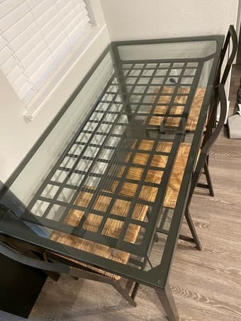 Glass Dining Room Table + Chairs 2