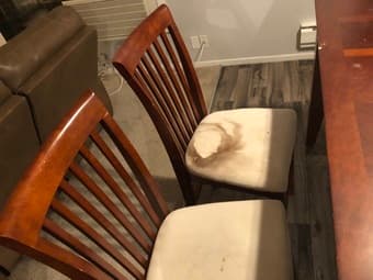 Tall table + 4 chairs + fabric upholstery for chair repair 3