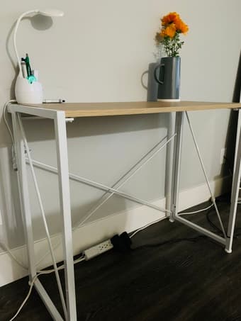 Lightly used wooden/white desk + chair combo! 3