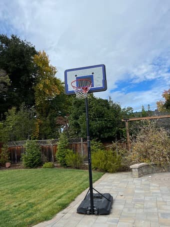 Basketball hoop and used basketball 1