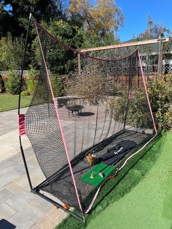 Golf Net with Hitting Mat, Portable 10x7ft with used JEF Balls 1