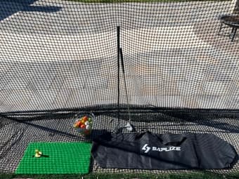 Golf Net with Hitting Mat, Portable 10x7ft with used JEF Balls 2