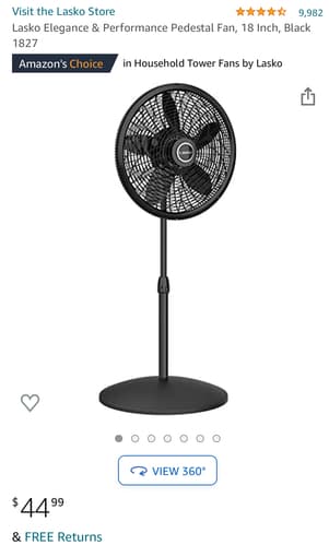 Lasko 18" fan + Selfie stick 1